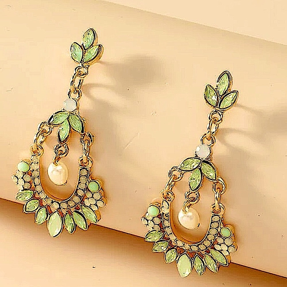 2 FOR $20 Pearl & Gemstone Decor Drop Earrings - Picture 2 of 4